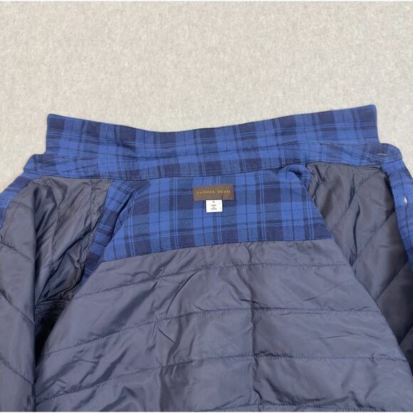 Thomas Dean Shirt Jacket Men L Blue Plaid Button Up Insulated Long Sleeve Casual - Picture 4 of 8